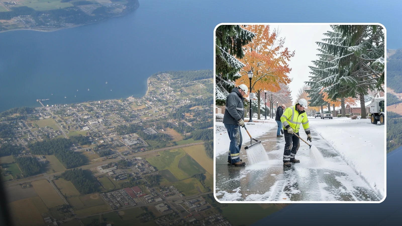 Sidewalk Salting in Coupeville, Island County, WA - We salt sidewalks to melt ice and maintain safe footing through typical Western Washington cold.