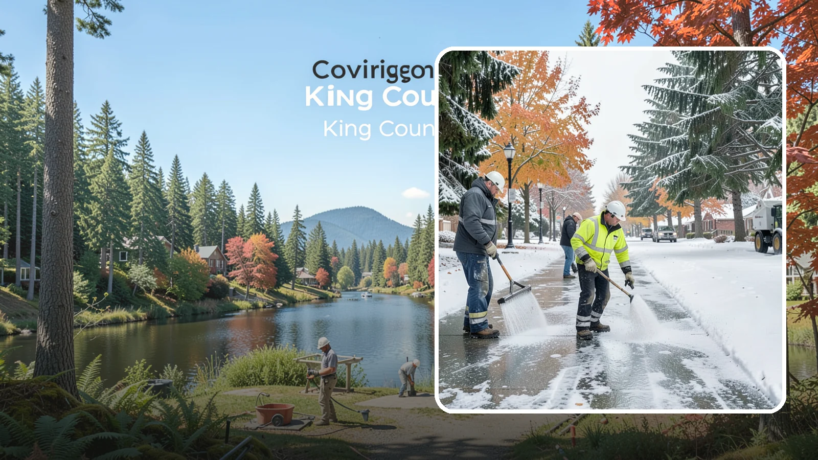Sidewalk Salting in Covington, King County, WA - We salt sidewalks to melt ice and maintain safe footing through typical Western Washington cold.
