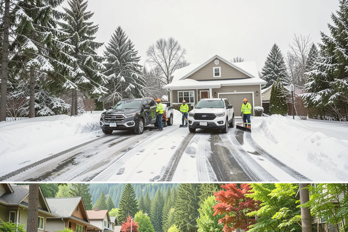 Sidewalk Salting in Darrington, Snohomish County, WA - Sidewalk salting runs strongest through the midwinter freeze window.
