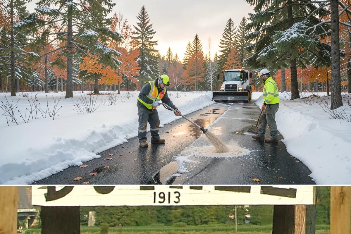 Sidewalk Salting in Duvall, King County, WA - Sidewalk salting runs strongest through the midwinter freeze window.