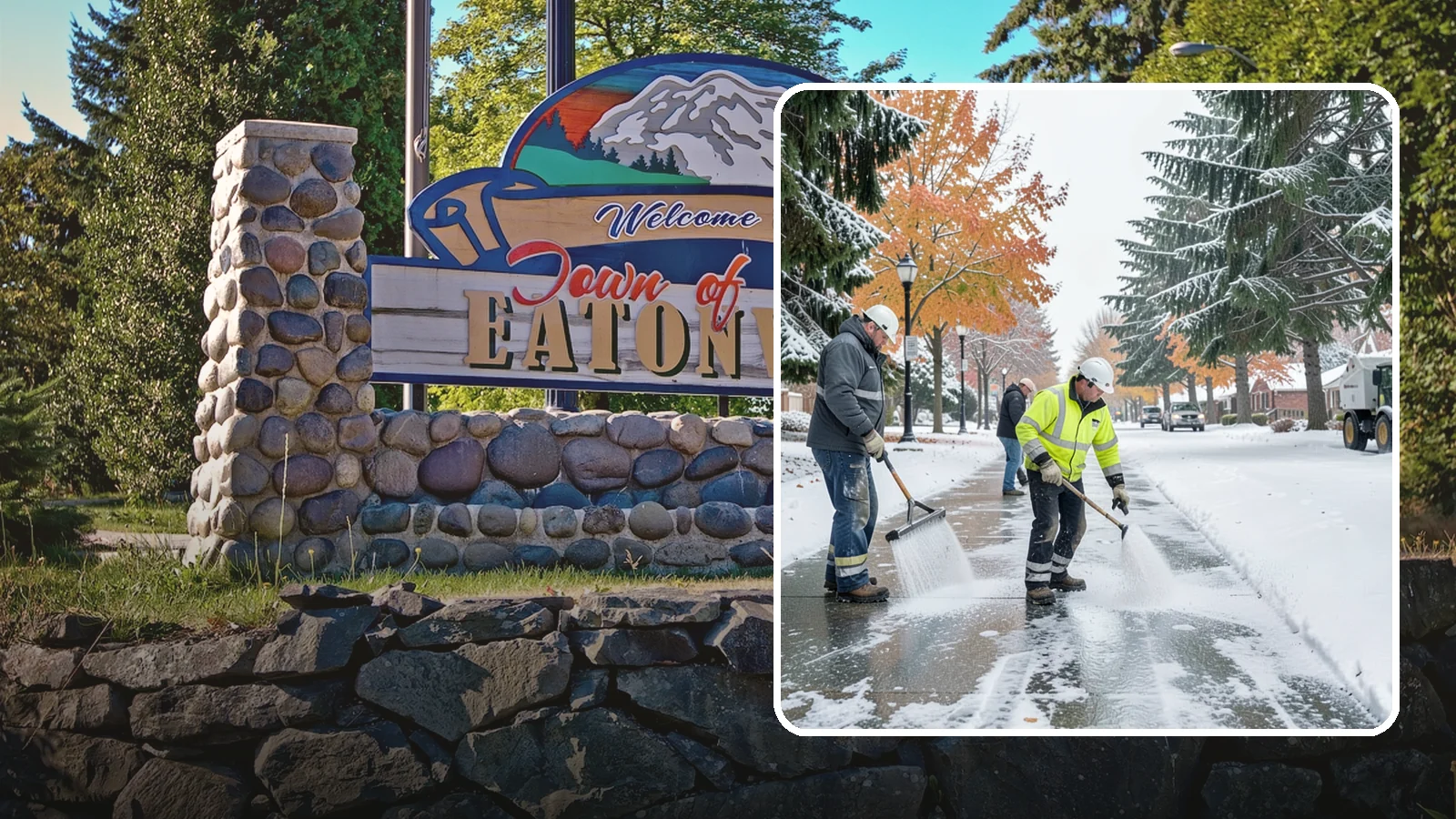 Sidewalk Salting in Eatonville, Pierce County, WA - We salt sidewalks to melt ice and maintain safe footing through typical Western Washington cold.