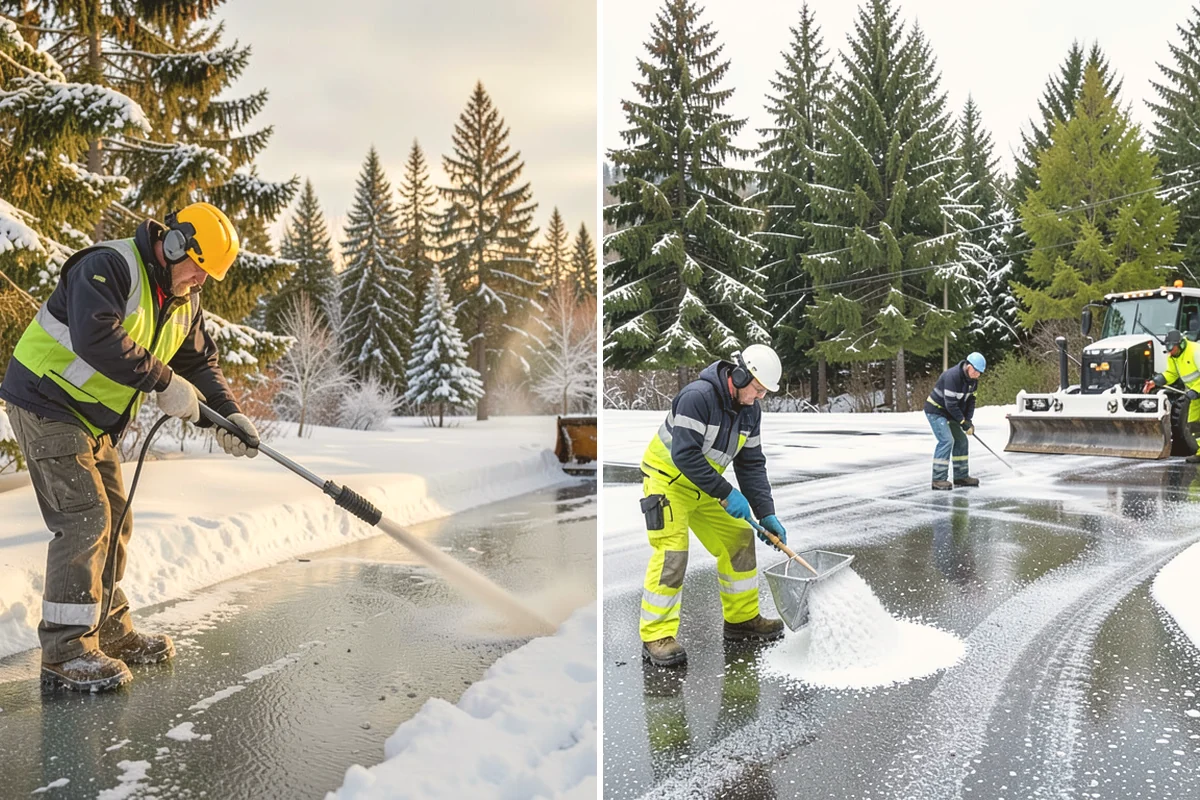 Sidewalk Salting in Eatonville, Pierce County, WA - We confirm temperatures suit salt's melting range