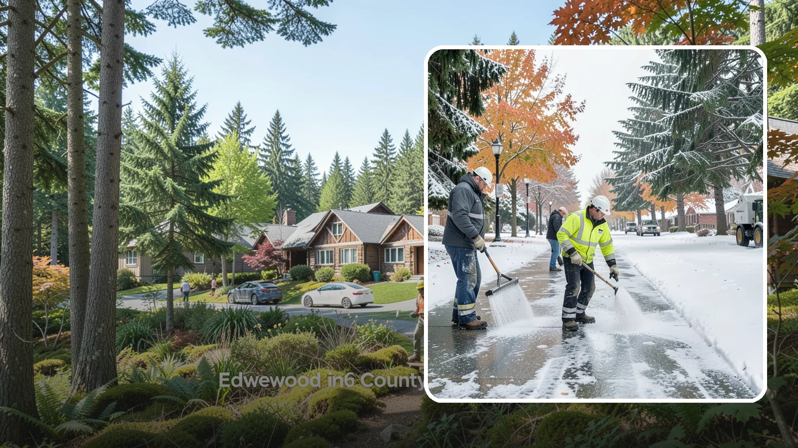 Sidewalk Salting in Edgewood, Pierce County, WA - We salt sidewalks to melt ice and maintain safe footing through typical Western Washington cold.