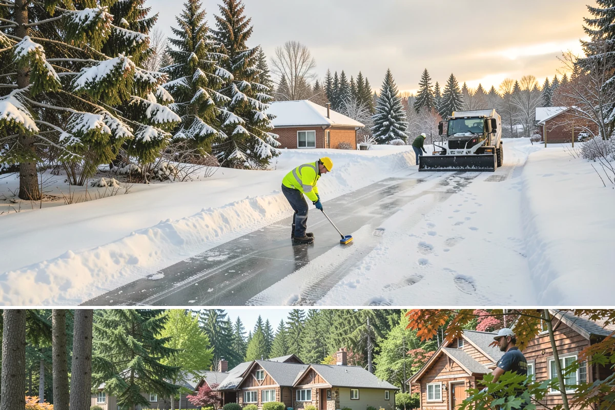 Sidewalk Salting in Edgewood, Pierce County, WA - Sidewalk salting runs strongest through the midwinter freeze window.