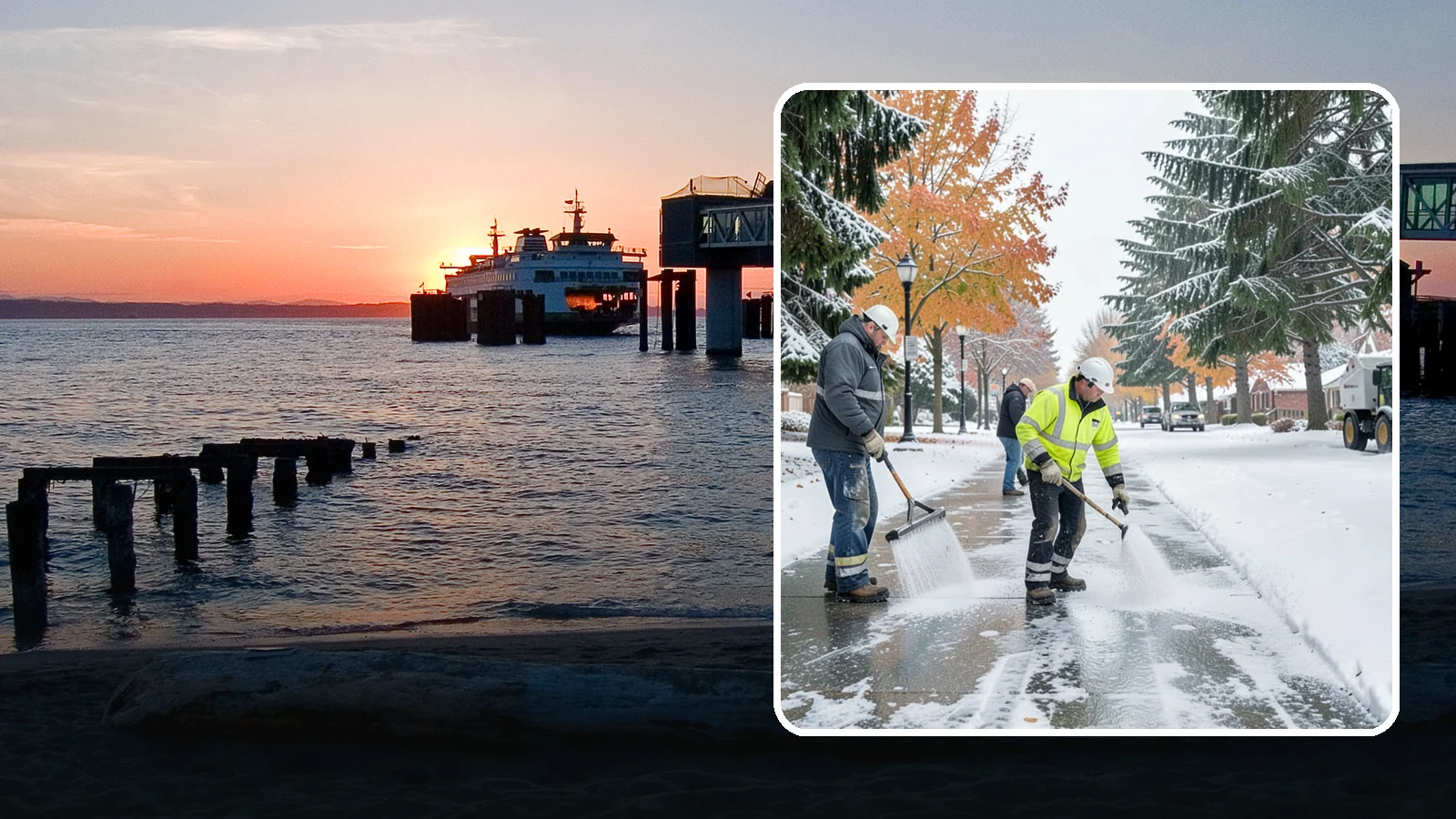 Sidewalk Salting in Edmonds, Snohomish County, WA - We salt sidewalks to melt ice and maintain safe footing through typical Western Washington cold.