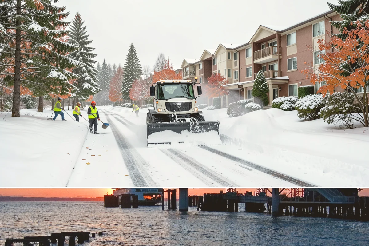 Sidewalk Salting in Edmonds, Snohomish County, WA - Sidewalk salting runs strongest through the midwinter freeze window.