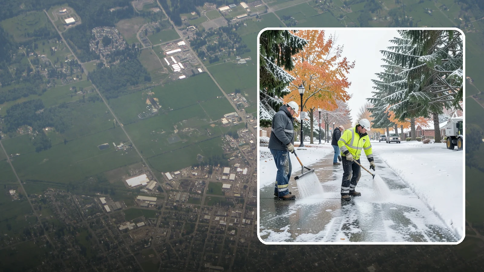 Sidewalk Salting in Enumclaw, King County, WA - We salt sidewalks to melt ice and maintain safe footing through typical Western Washington cold.