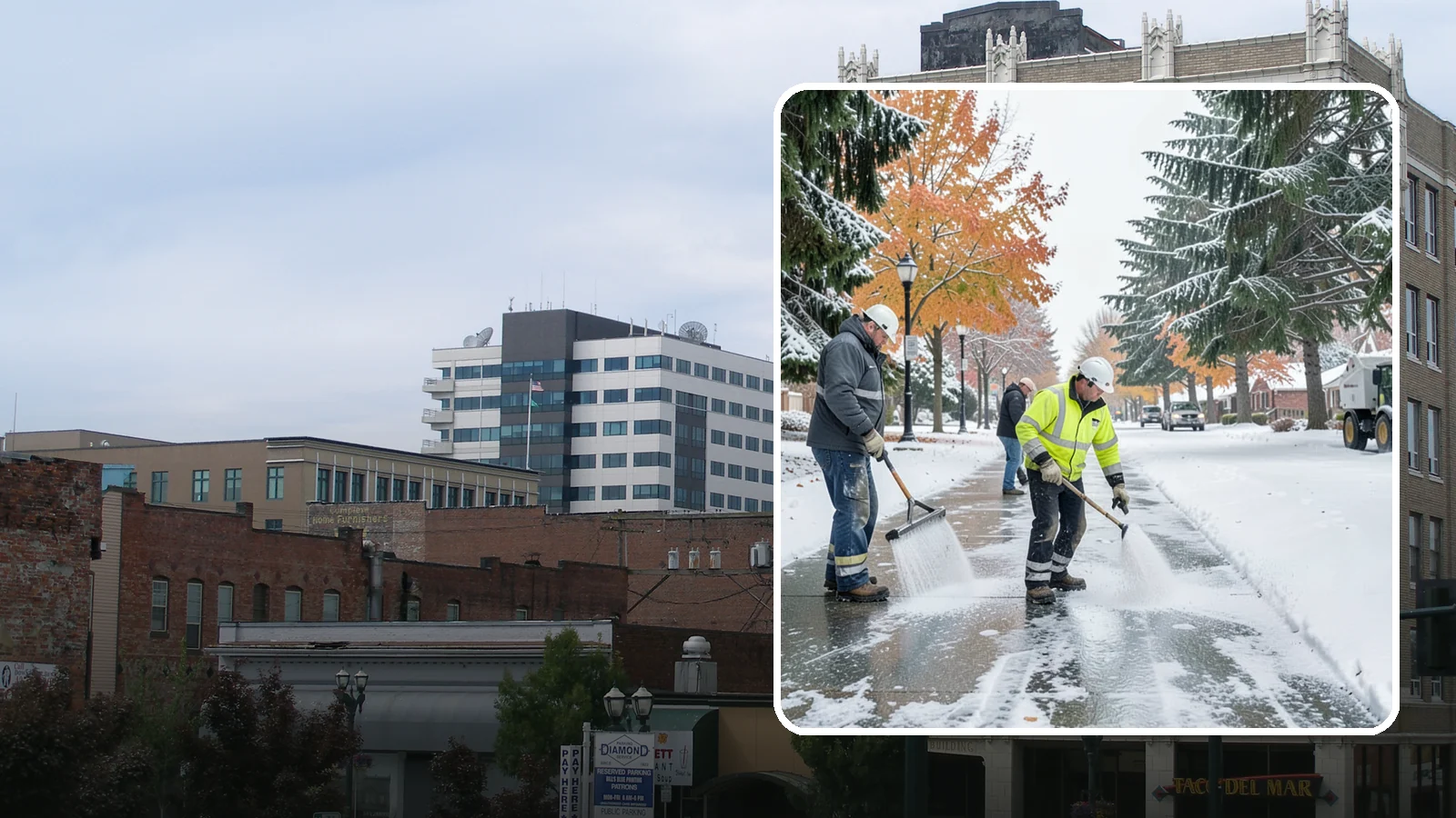 Sidewalk Salting in Everett, Snohomish County, WA - We salt sidewalks to melt ice and maintain safe footing through typical Western Washington cold.