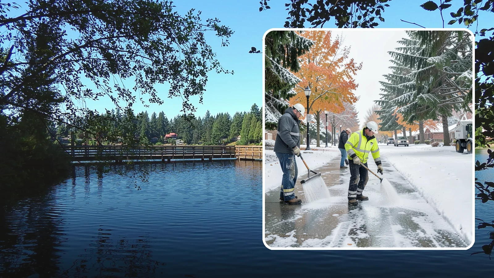 Sidewalk Salting in Federal Way, King County, WA - We salt sidewalks to melt ice and maintain safe footing through typical Western Washington cold.
