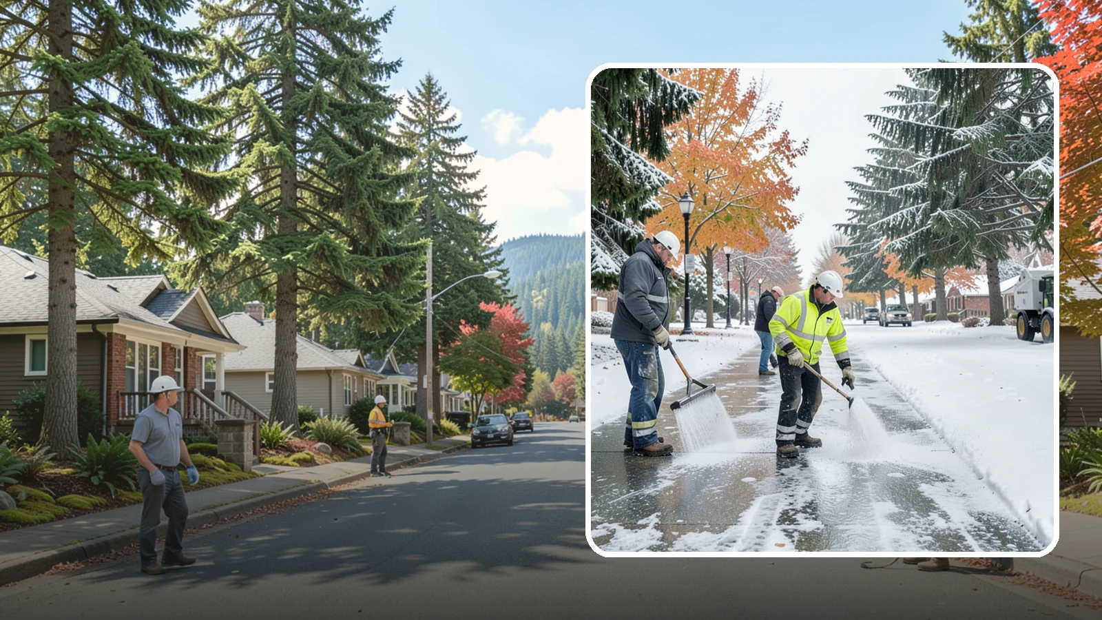 Sidewalk Salting in Hunts Point, King County, WA - We salt sidewalks to melt ice and maintain safe footing through typical Western Washington cold.
