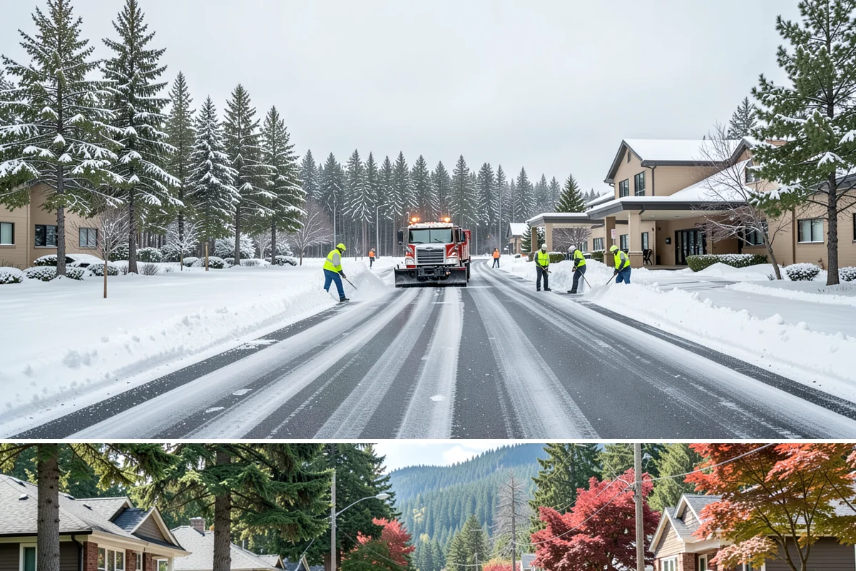 Sidewalk Salting in Hunts Point, King County, WA - Sidewalk salting runs strongest through the midwinter freeze window.