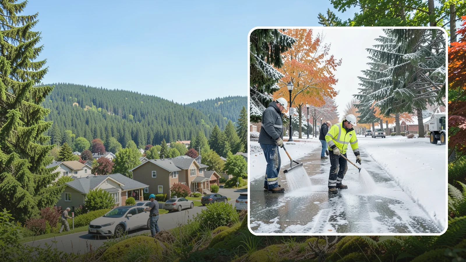 Sidewalk Salting in Index, Snohomish County, WA - We salt sidewalks to melt ice and maintain safe footing through typical Western Washington cold.