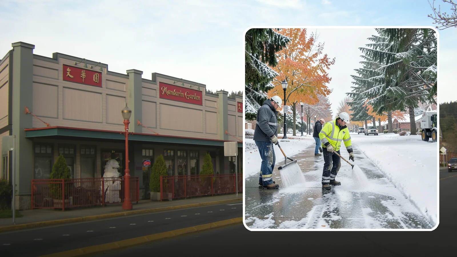 Sidewalk Salting in Issaquah, King County, WA - We salt sidewalks to melt ice and maintain safe footing through typical Western Washington cold.