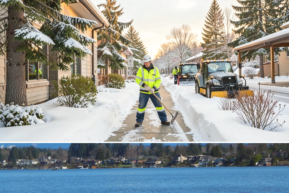 Sidewalk Salting in Lake Stevens, Snohomish County, WA - Sidewalk salting runs strongest through the midwinter freeze window.