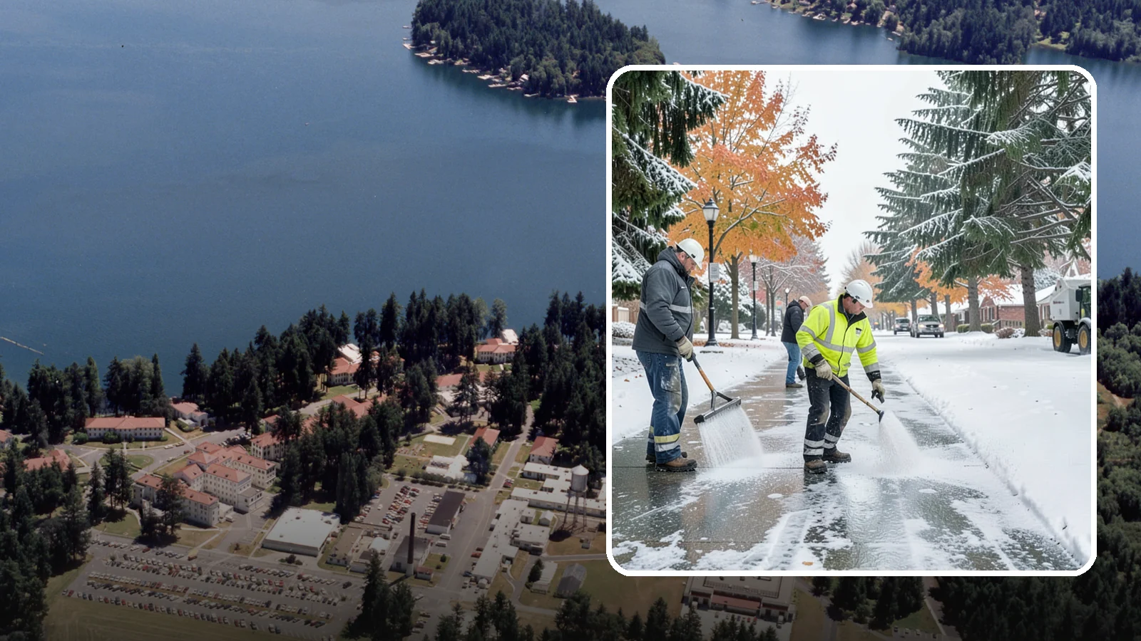 Sidewalk Salting in Lakewood, Pierce County, WA - We salt sidewalks to melt ice and maintain safe footing through typical Western Washington cold.