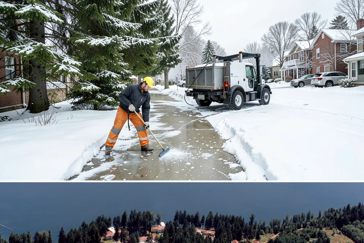 Sidewalk Salting in Lakewood, Pierce County, WA - Sidewalk salting runs strongest through the midwinter freeze window.