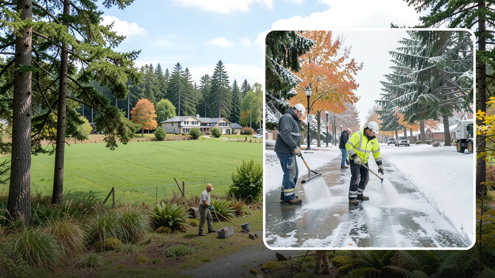Sidewalk Salting in Lyman, Skagit County, WA - We salt sidewalks to melt ice and maintain safe footing through typical Western Washington cold.