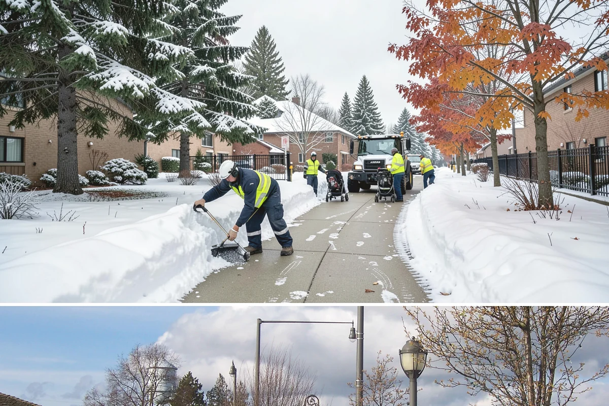 Sidewalk Salting in Marysville, Snohomish County, WA - Sidewalk salting runs strongest through the midwinter freeze window.
