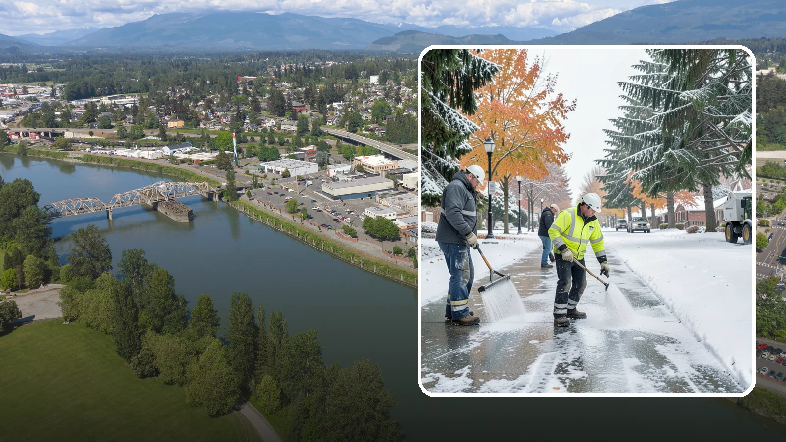 Sidewalk Salting in Mount Vernon, Skagit County, WA - We salt sidewalks to melt ice and maintain safe footing through typical Western Washington cold.