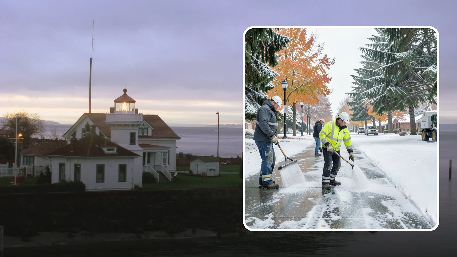Sidewalk Salting in Mukilteo, Snohomish County, WA - We salt sidewalks to melt ice and maintain safe footing through typical Western Washington cold.