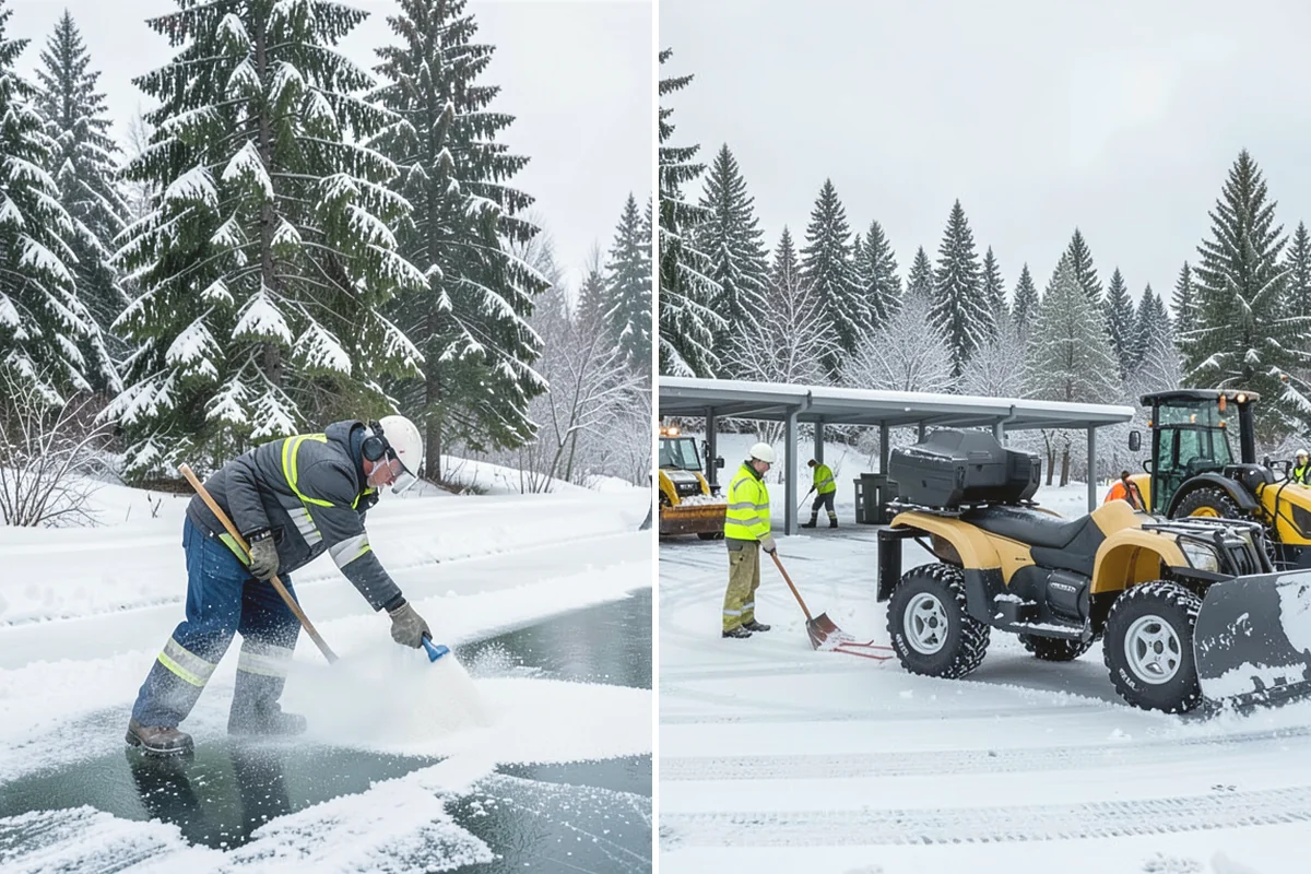 Sidewalk Salting in Mukilteo, Snohomish County, WA - We confirm temperatures suit salt's melting range