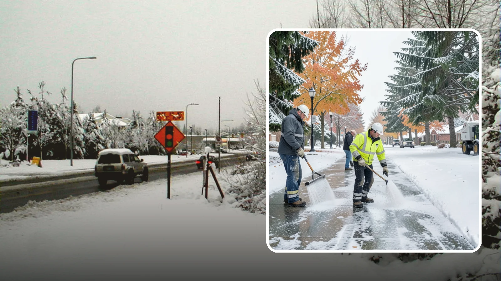 Sidewalk Salting in Newcastle, King County, WA - We salt sidewalks to melt ice and maintain safe footing through typical Western Washington cold.