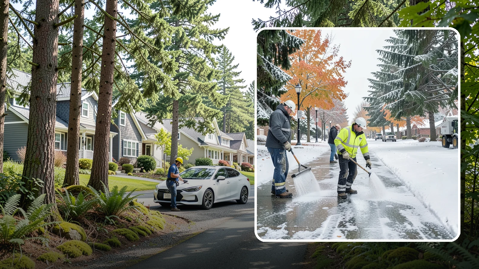 Sidewalk Salting in Normandy Park, King County, WA - We salt sidewalks to melt ice and maintain safe footing through typical Western Washington cold.