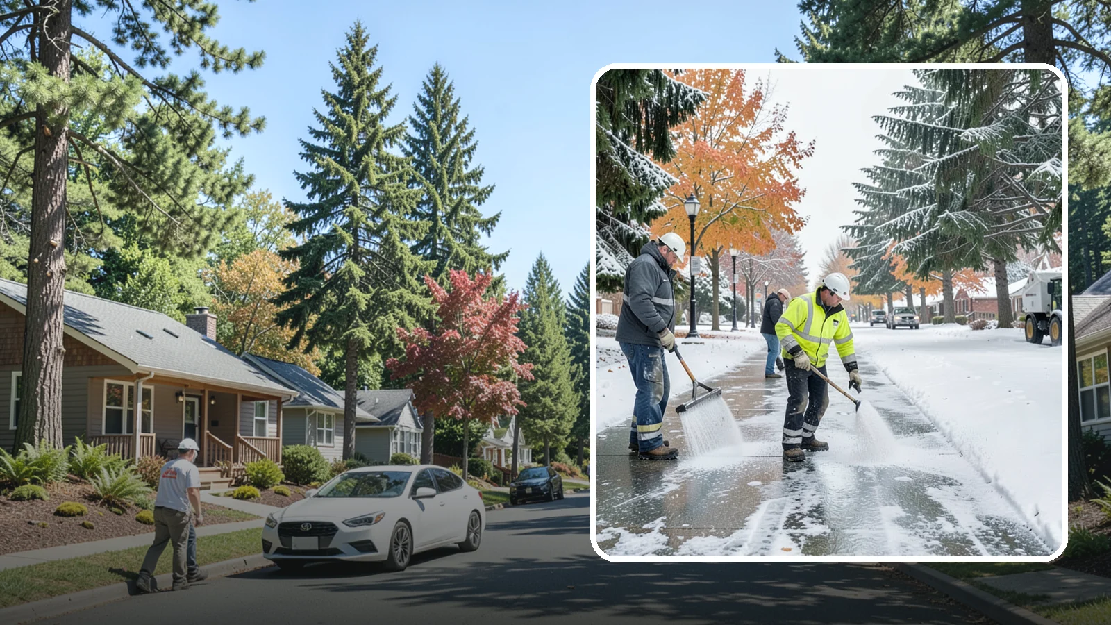 Sidewalk Salting in Orting, Pierce County, WA - We salt sidewalks to melt ice and maintain safe footing through typical Western Washington cold.