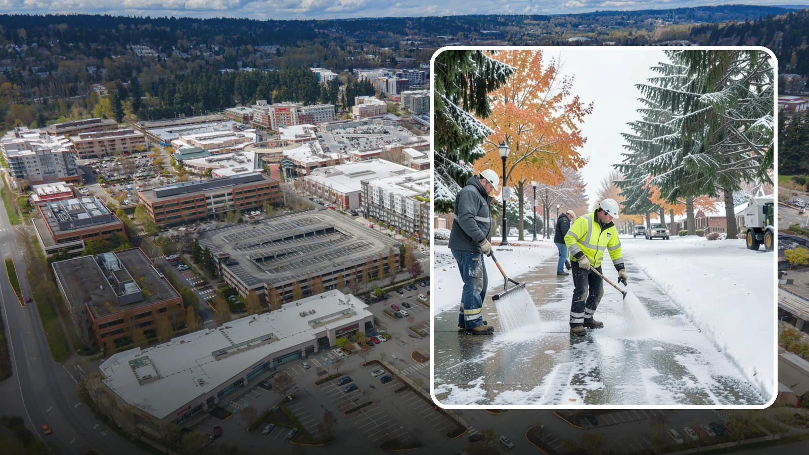 Sidewalk Salting in Redmond, King County, WA - We salt sidewalks to melt ice and maintain safe footing through typical Western Washington cold.