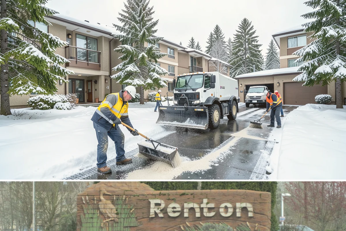 Sidewalk Salting in Renton, King County, WA - Sidewalk salting runs strongest through the midwinter freeze window.