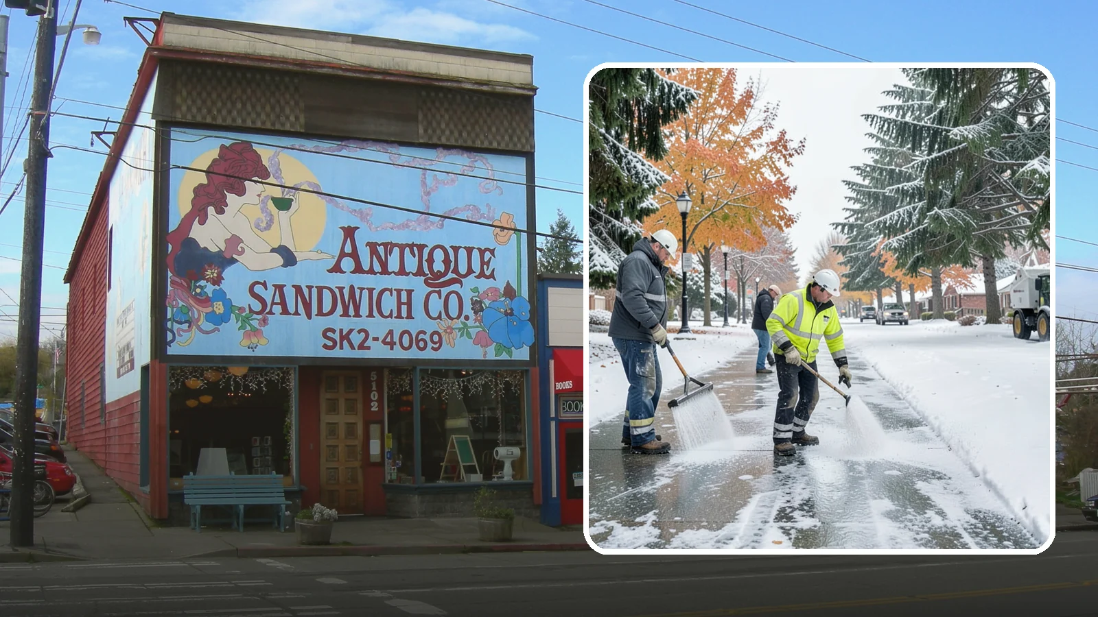 Sidewalk Salting in Ruston, Pierce County, WA - We salt sidewalks to melt ice and maintain safe footing through typical Western Washington cold.