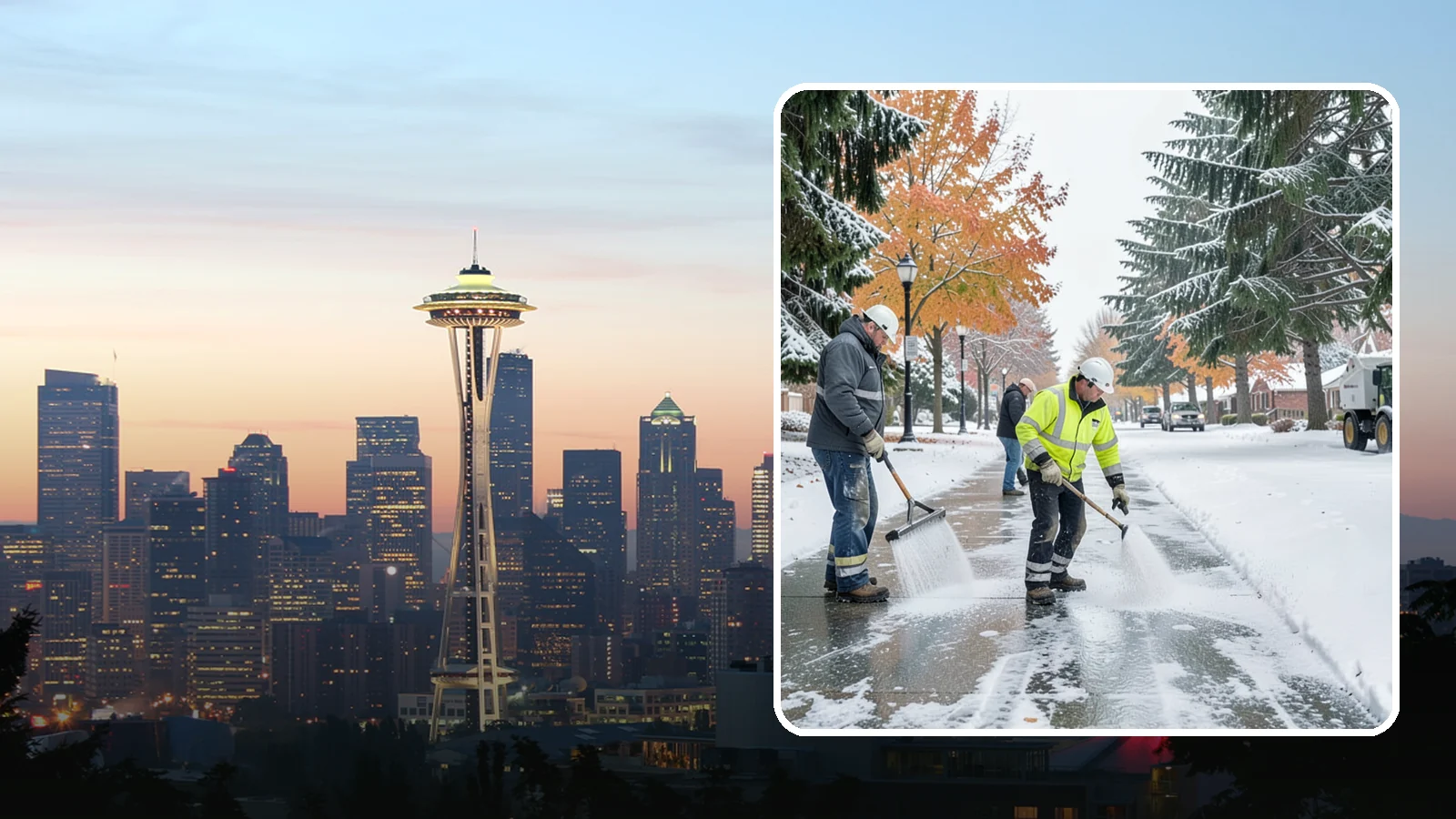 Sidewalk Salting in Seattle, King County, WA - We salt sidewalks to melt ice and maintain safe footing through typical Western Washington cold.