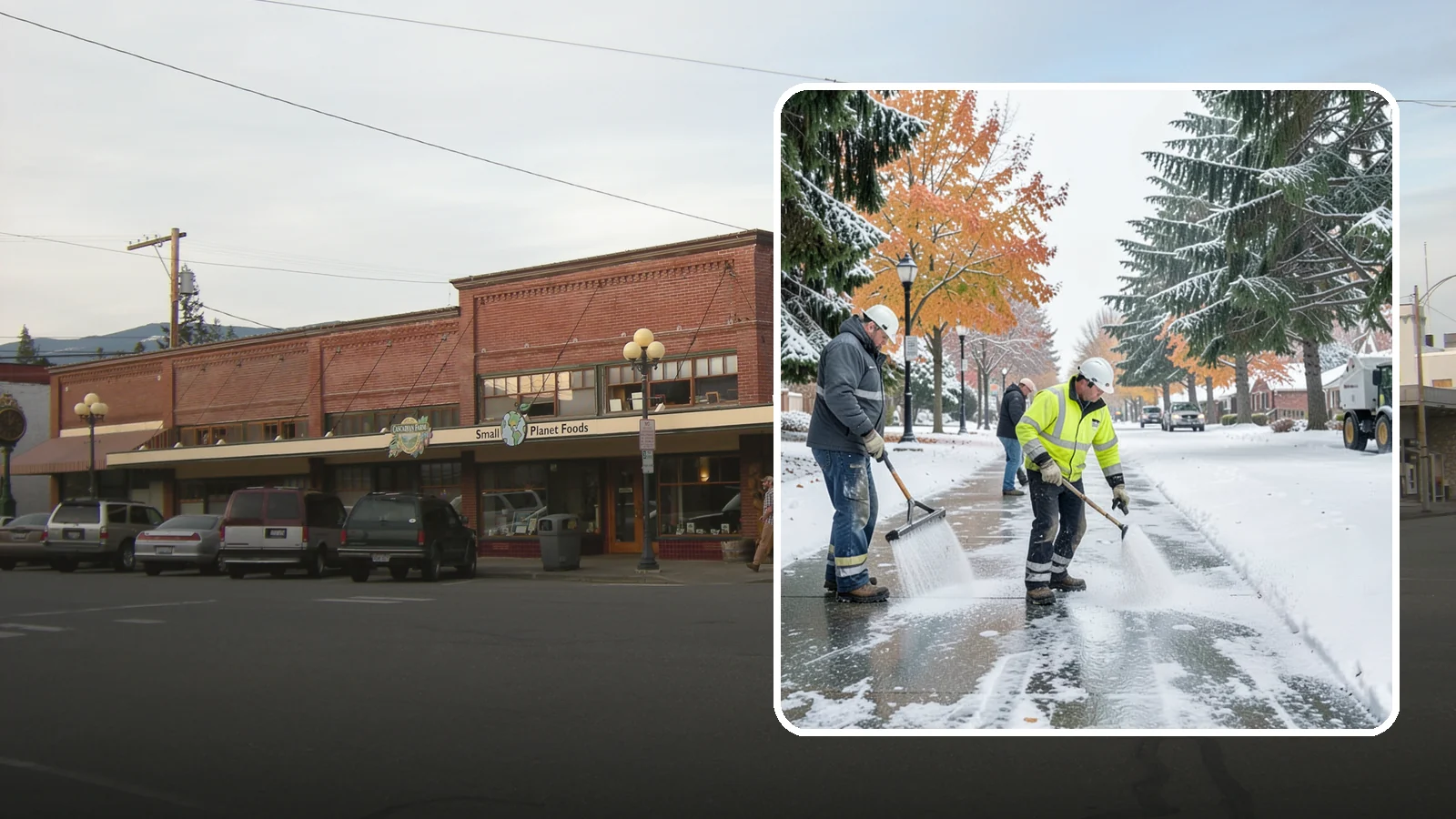 Sidewalk Salting in Sedro-Woolley, Skagit County, WA - We salt sidewalks to melt ice and maintain safe footing through typical Western Washington cold.