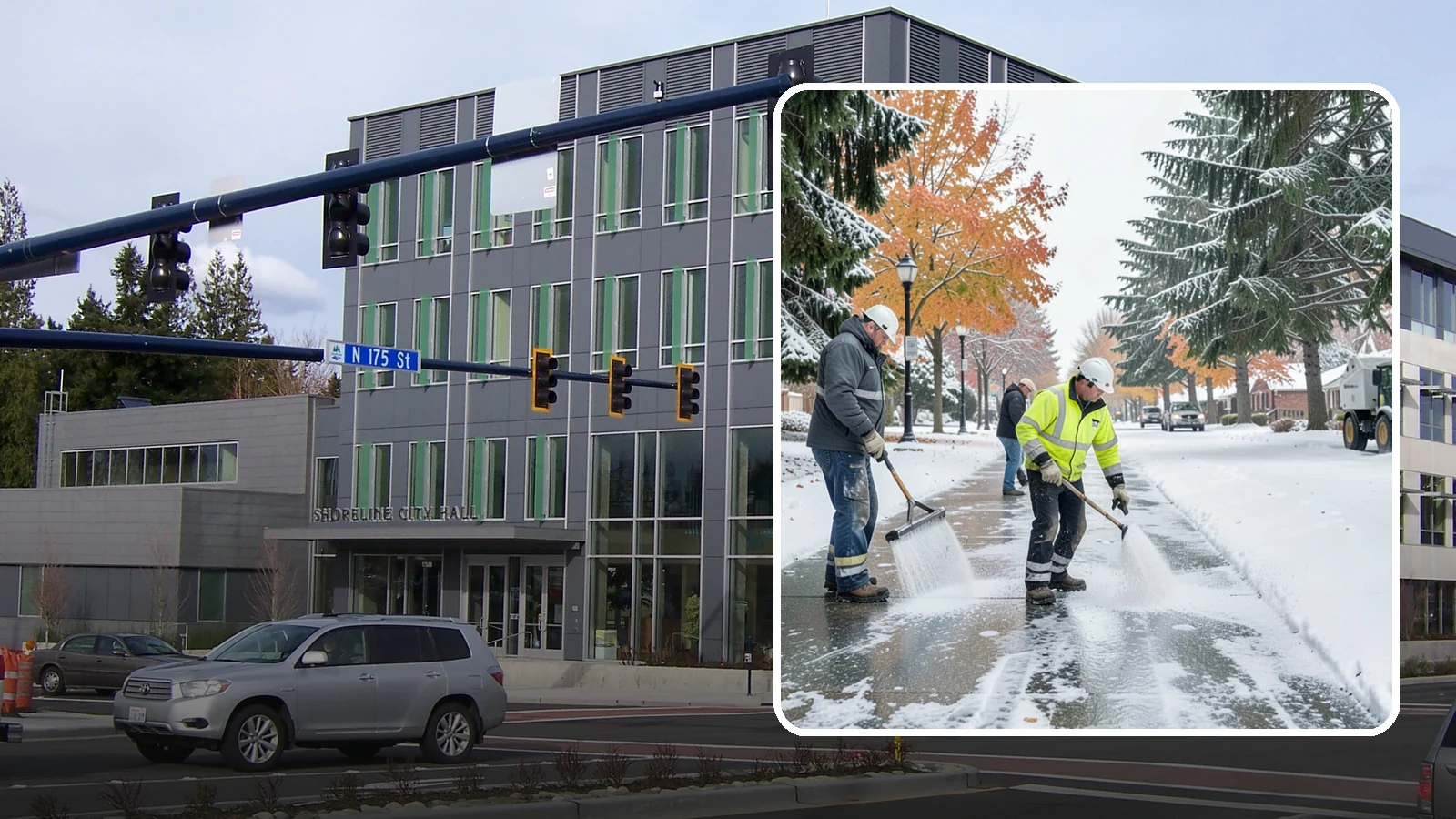 Sidewalk Salting in Shoreline, King County, WA - We salt sidewalks to melt ice and maintain safe footing through typical Western Washington cold.