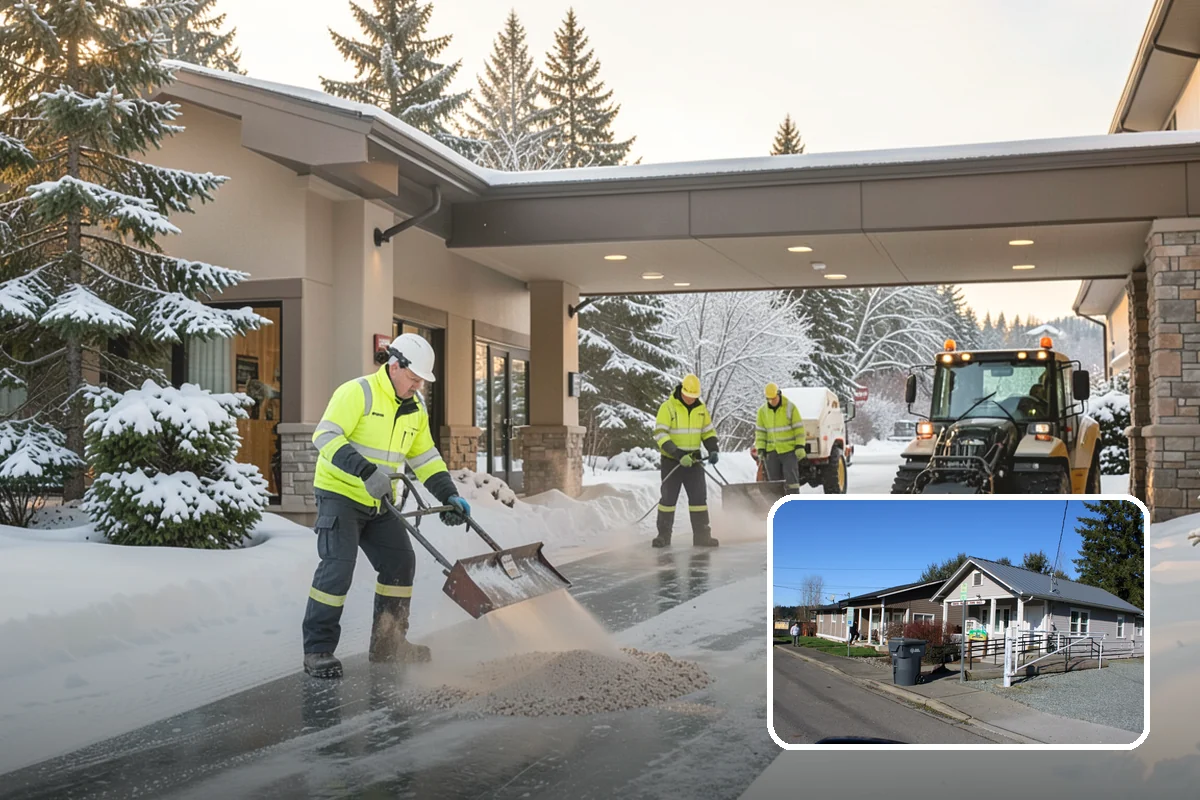 Sidewalk Salting in South Prairie, Pierce County, WA - Effective across typical lowland freeze temperatures