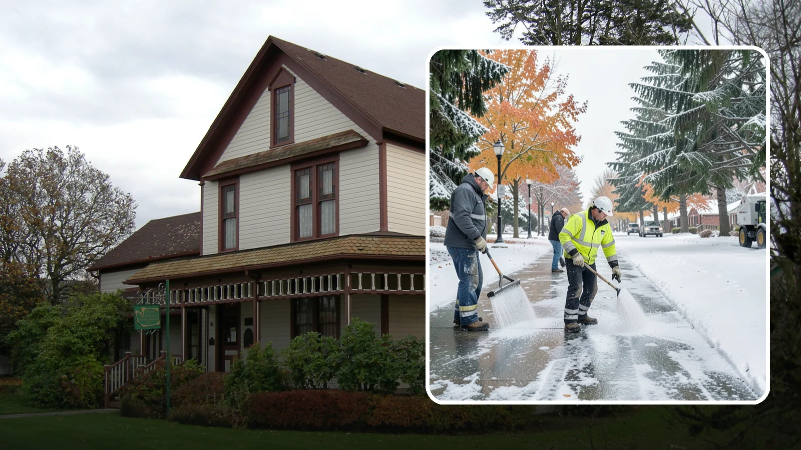 Sidewalk Salting in Sumner, Pierce County, WA - We salt sidewalks to melt ice and maintain safe footing through typical Western Washington cold.