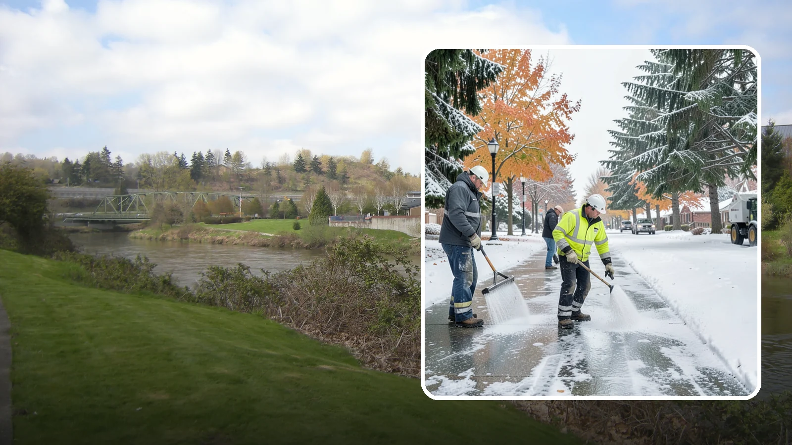 Sidewalk Salting in Tukwila, King County, WA - We salt sidewalks to melt ice and maintain safe footing through typical Western Washington cold.