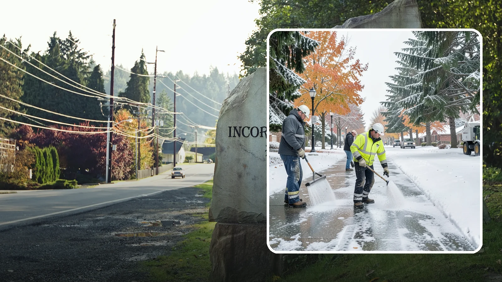 Sidewalk Salting in Wilkeson, Pierce County, WA - We salt sidewalks to melt ice and maintain safe footing through typical Western Washington cold.