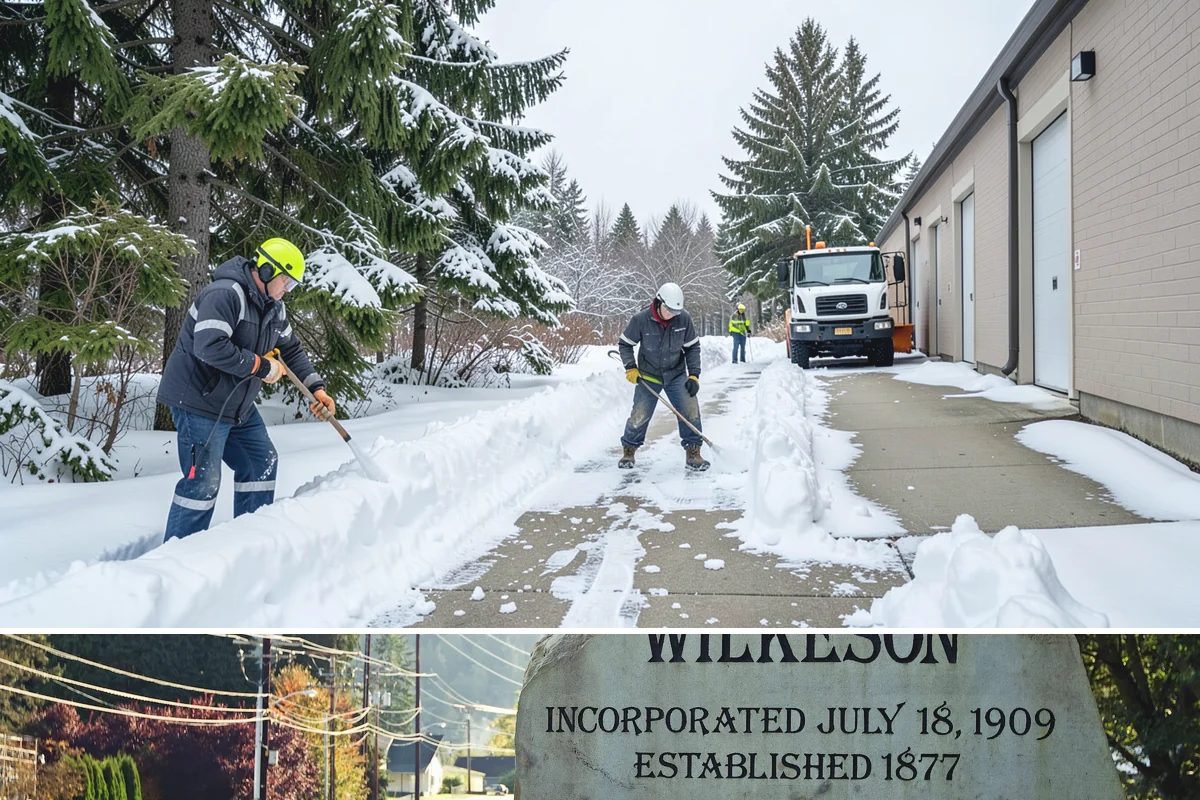 Sidewalk Salting in Wilkeson, Pierce County, WA - Sidewalk salting runs strongest through the midwinter freeze window.