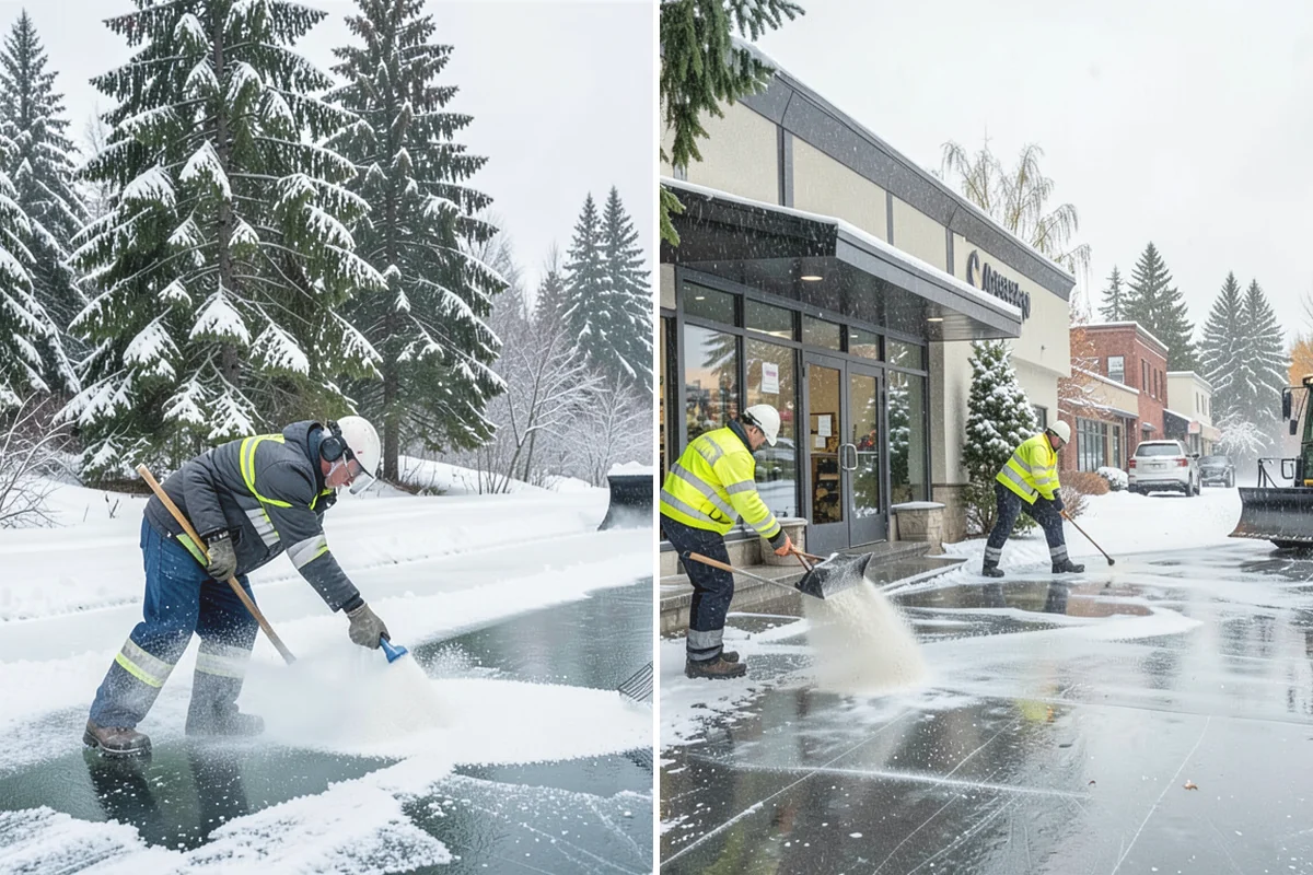 Sidewalk Salting in Yarrow Point, King County, WA - We confirm temperatures suit salt's melting range