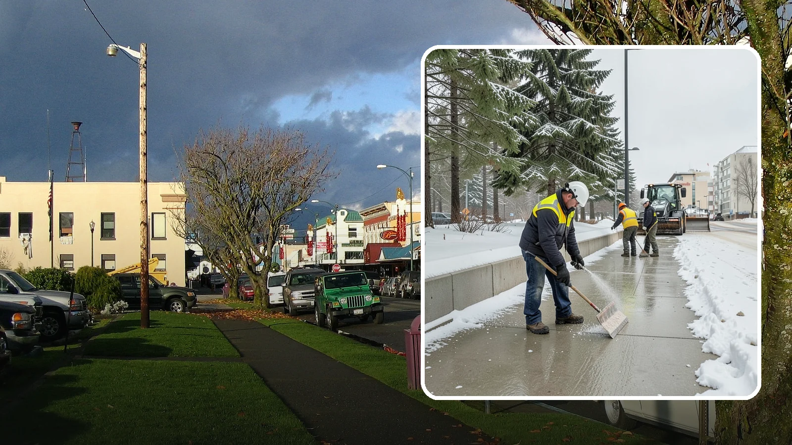 Sidewalk Sanding in Arlington, Snohomish County, WA - We sand sidewalks for instant traction when temperatures drop too low for deicers to work.