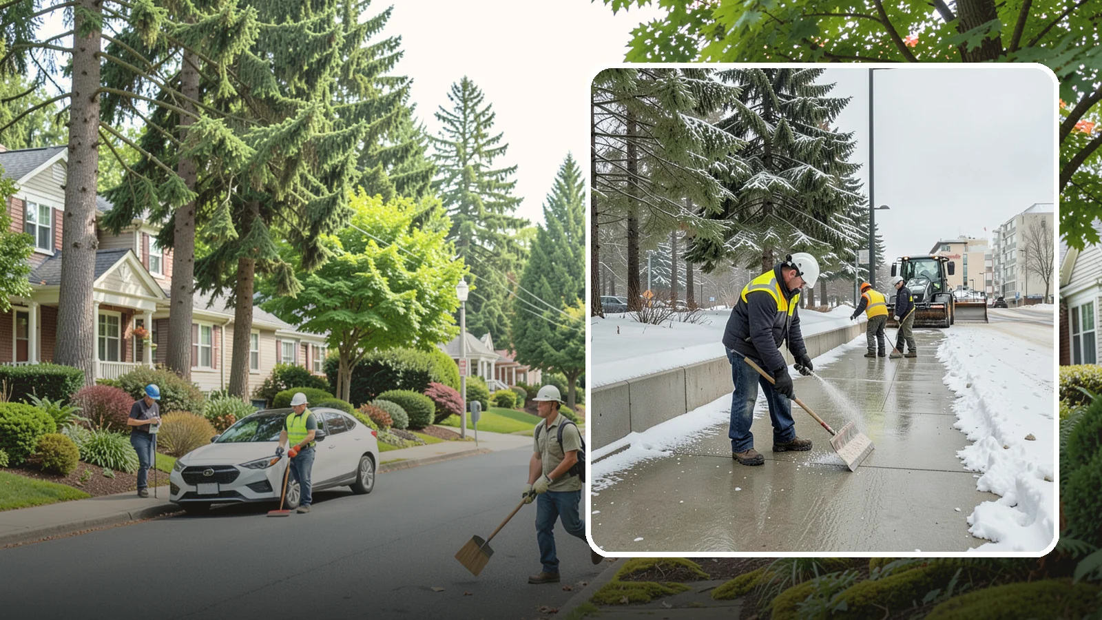 Sidewalk Sanding in Beaux Arts Village, King County, WA - We sand sidewalks for instant traction when temperatures drop too low for deicers to work.