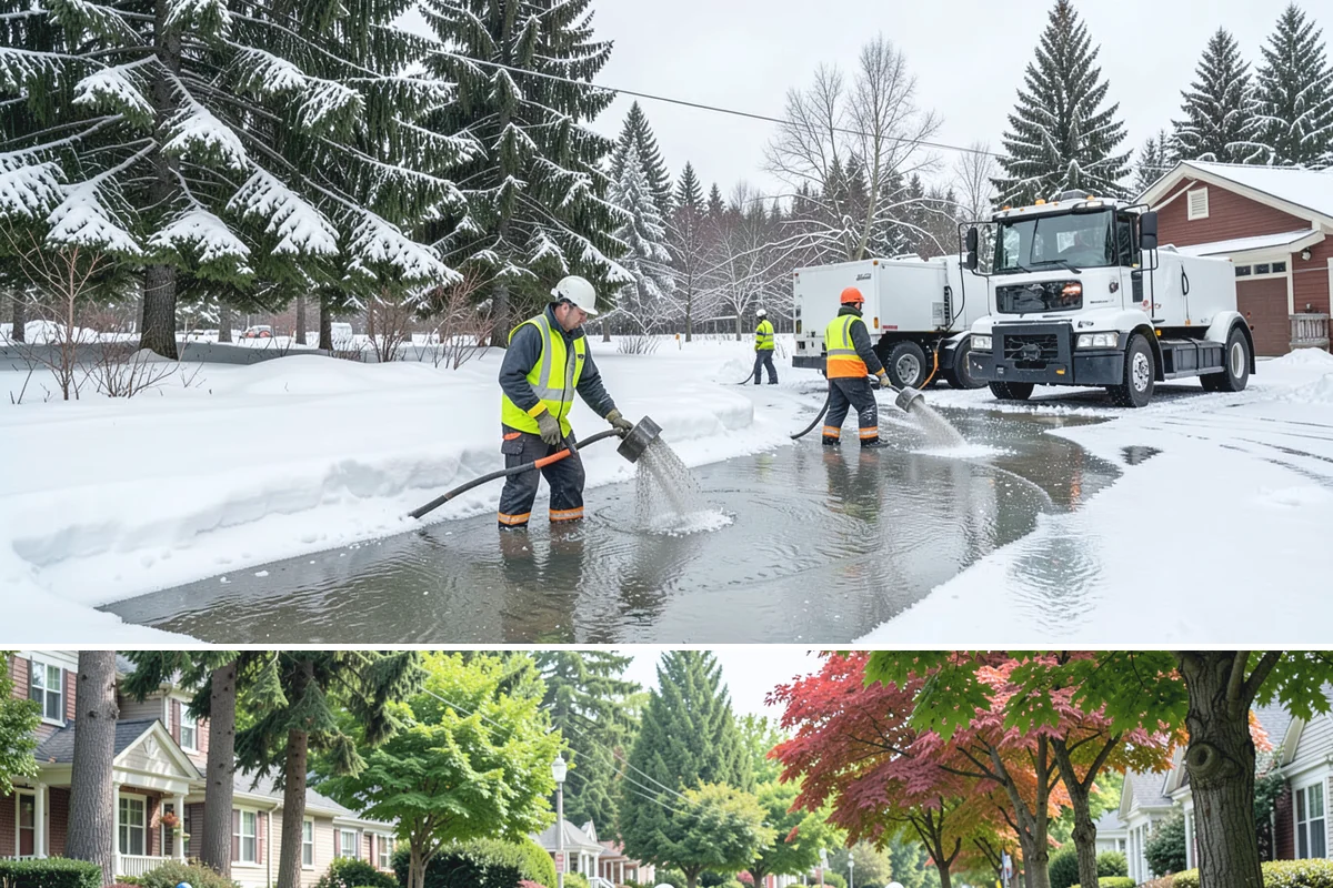 Sidewalk Sanding in Beaux Arts Village, King County, WA - Sidewalk sanding is most needed during deep-cold snaps in the heart of winter.
