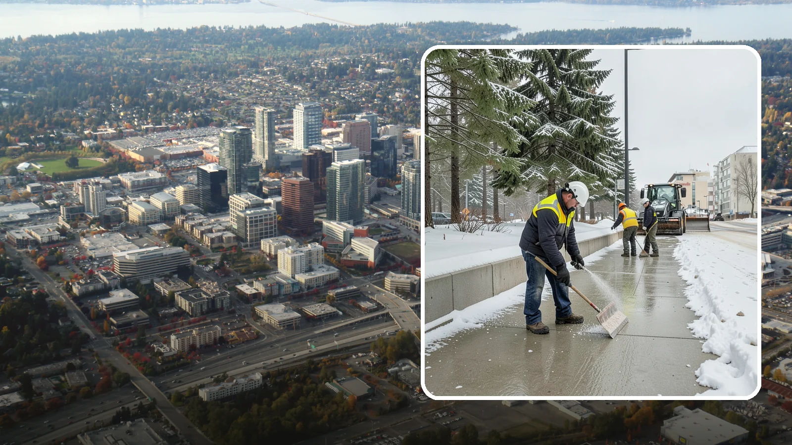 Sidewalk Sanding in Bellevue, King County, WA - We sand sidewalks for instant traction when temperatures drop too low for deicers to work.