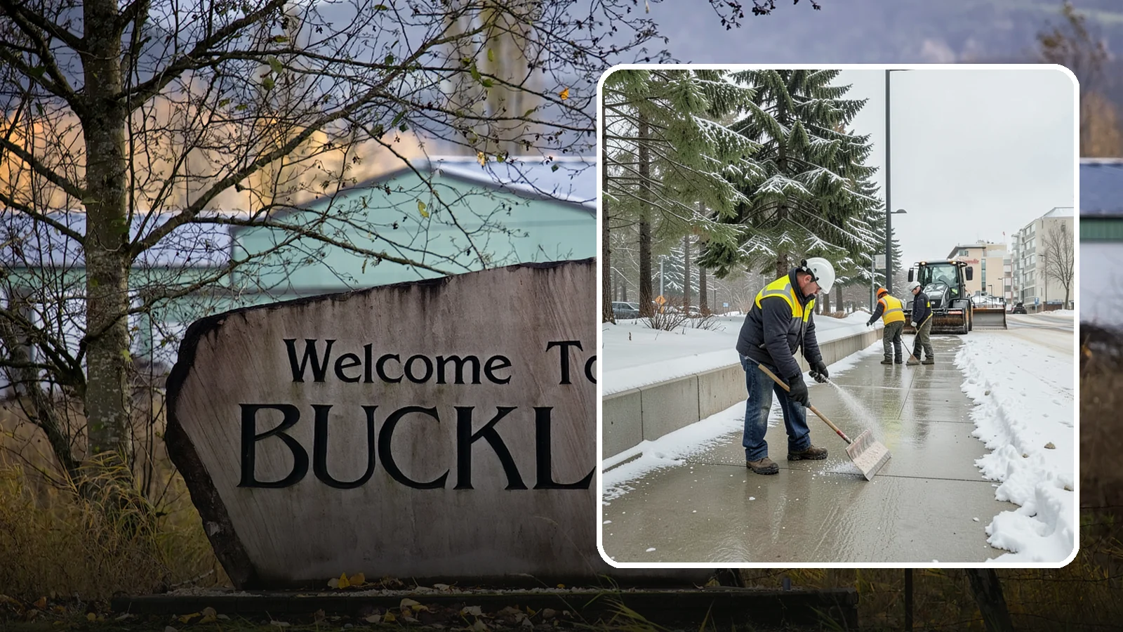 Sidewalk Sanding in Buckley, Pierce County, WA - We sand sidewalks for instant traction when temperatures drop too low for deicers to work.