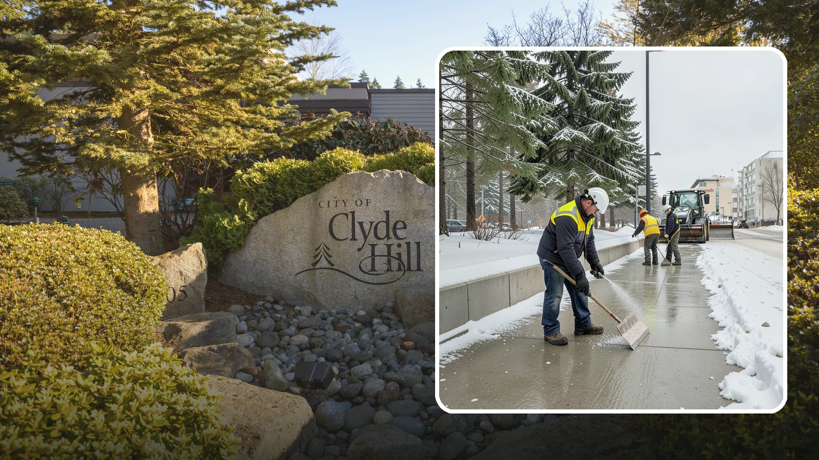 Sidewalk Sanding in Clyde Hill, King County, WA - We sand sidewalks for instant traction when temperatures drop too low for deicers to work.