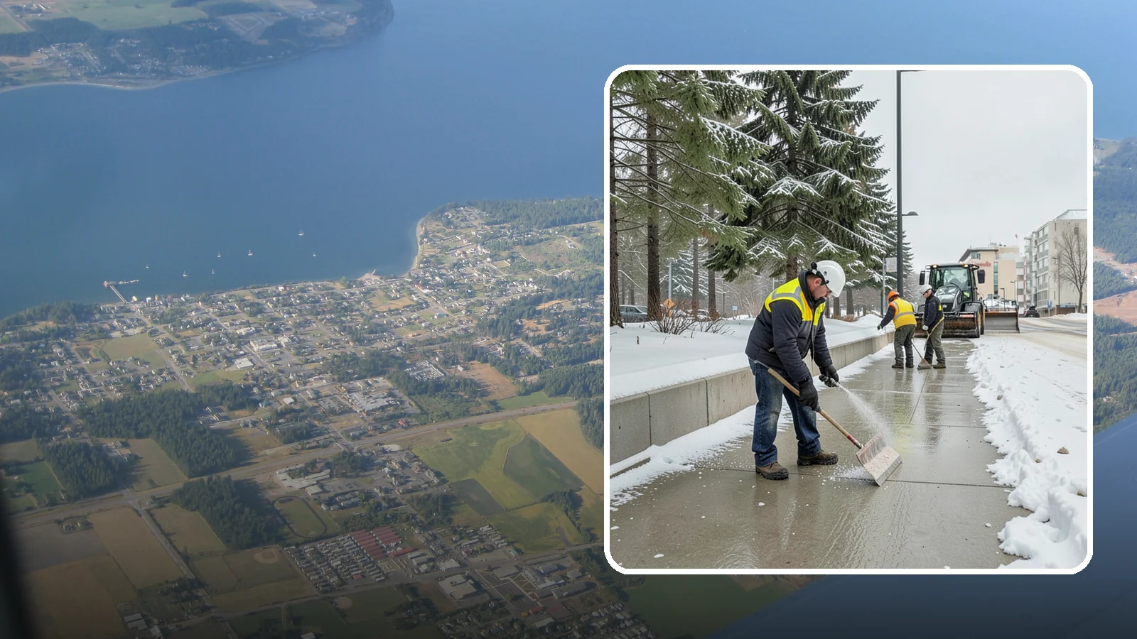 Sidewalk Sanding in Coupeville, Island County, WA - We sand sidewalks for instant traction when temperatures drop too low for deicers to work.