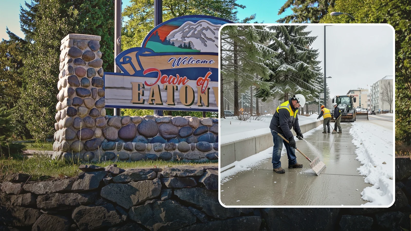 Sidewalk Sanding in Eatonville, Pierce County, WA - We sand sidewalks for instant traction when temperatures drop too low for deicers to work.