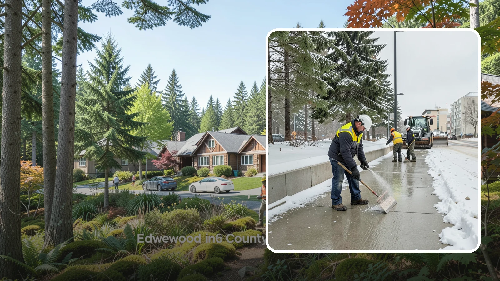 Sidewalk Sanding in Edgewood, Pierce County, WA - We sand sidewalks for instant traction when temperatures drop too low for deicers to work.