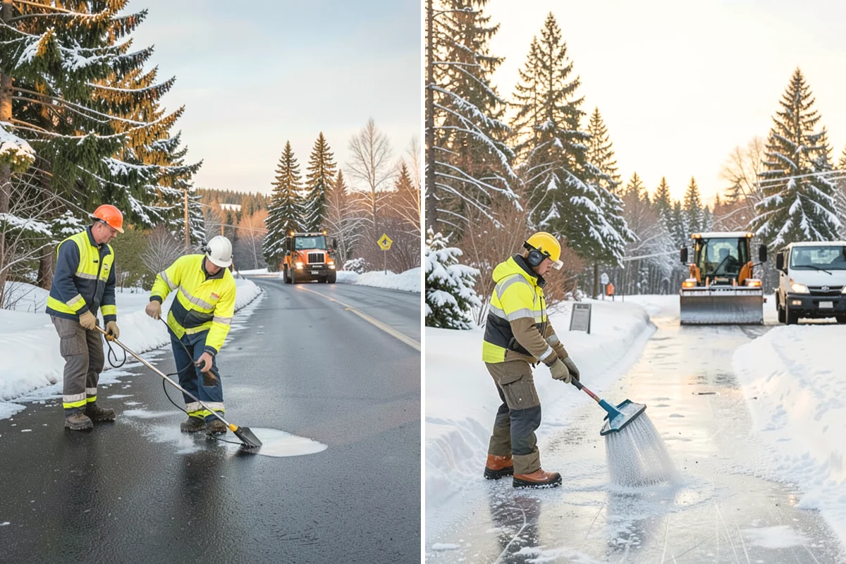Sidewalk Sanding in Edgewood, Pierce County, WA - We check pavement temperatures against deicer limits